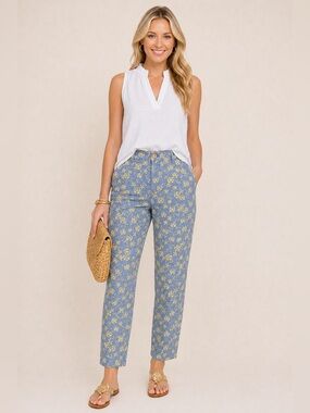 Lilly Pulitzer Vintage Sea Life Print Pants Size 6 Blue Yellow Resort Wear
